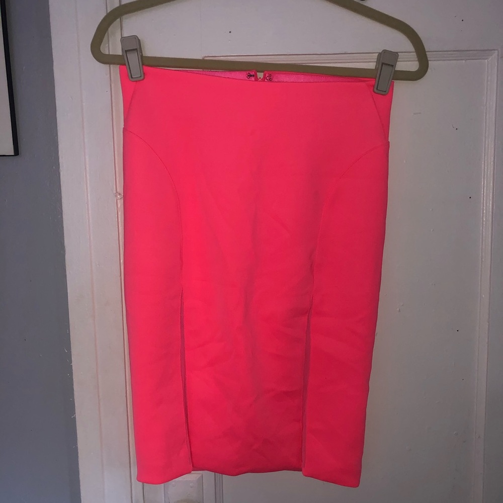 Neon pink pencil skirt!